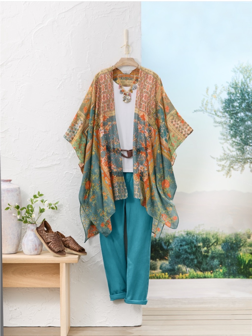 🌸 Coldwater Creek Boho Kimono Cover up Topper 🌸